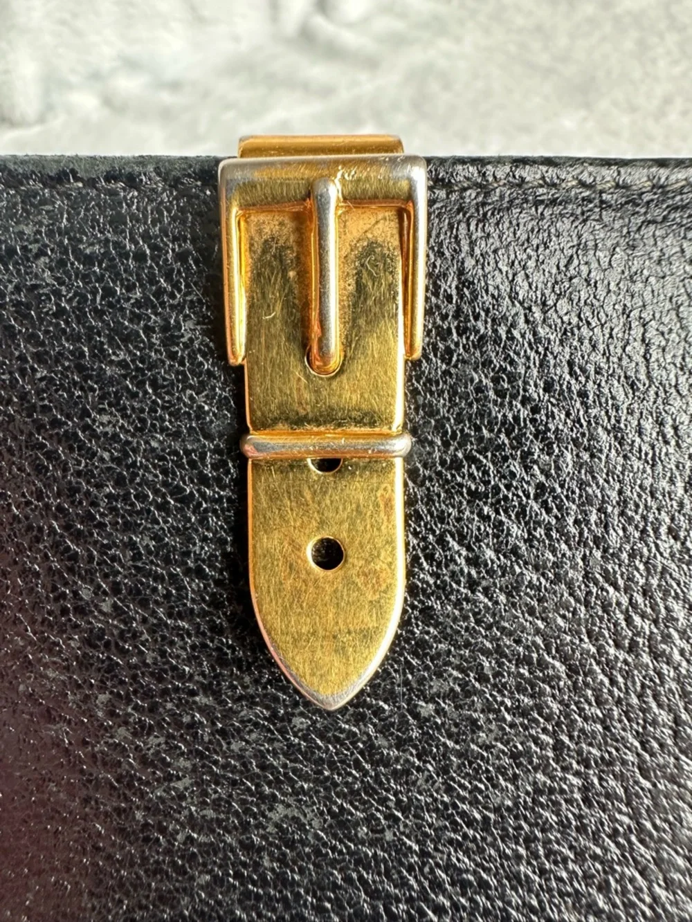 Gucci Black Leather Wallet Gold Clasp Vintage Made in Italy ✨ - Picture 6 of 14